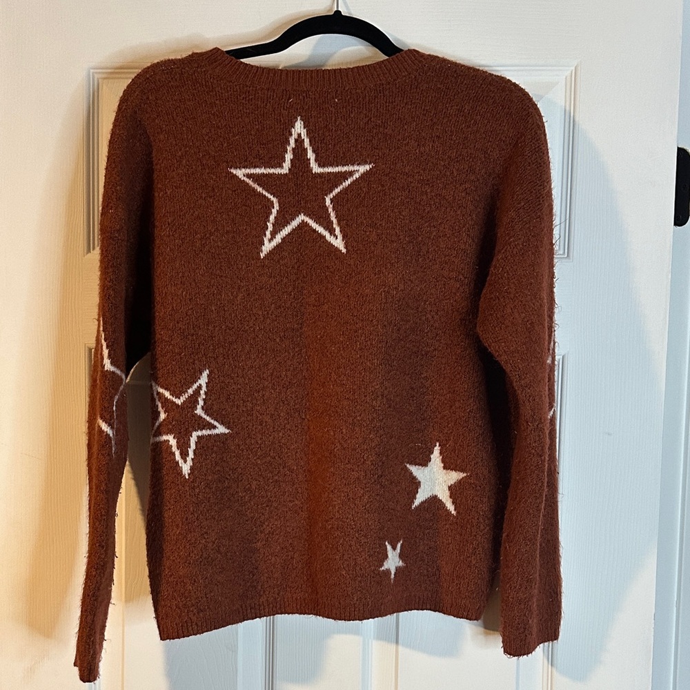 Starry Brown Crew Neck Sweater - Picture 3 of 3